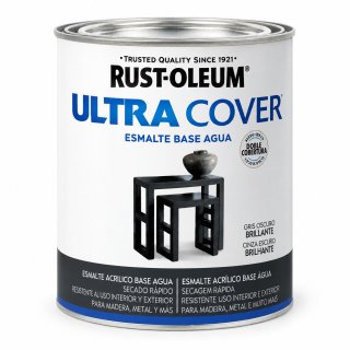 Esmalte Al Agua Gris Oscuro Brillante Ultra Cover Rust Oleum 946ml
