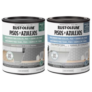 Kit Pintura + Protector Pisos y Azulejos Gris Piedra Rust Oleum