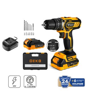 Taladro Percutor 10 mm 40 Nm 20V con 2 Baterías 1,5 Ah y Cargador Deko DKCD20ID01-10S3