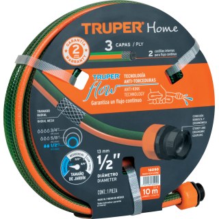 Manguera Reforzada 3 Capas 1/2'' 10mt Truper MAN-10X1/2RE