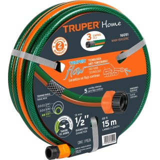 Manguera Reforzada 3 Capas 1/2'' 15mt Truper MAN-15X1/2RE