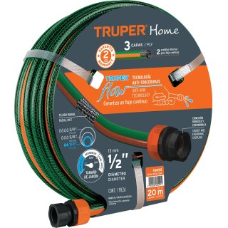 Manguera Reforzada 3 Capas 1/2'' 20mt Truper MAN-20X1/2RE