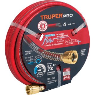 Manguera Super Reforzada 4 Capas 1/2" 20mt Truper MAN-20X1/2X